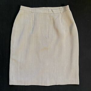 Talbots 2P Cream & Tan Mini Stripe Italian Fabric Pencil Skirt